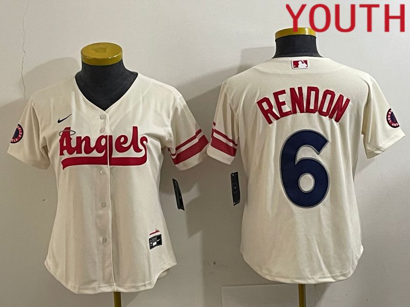 Youth Los Angeles Angels #6 Rendon Cream City Edition 2024 Nike MLB Jersey style 1->washington commanders->NFL Jersey